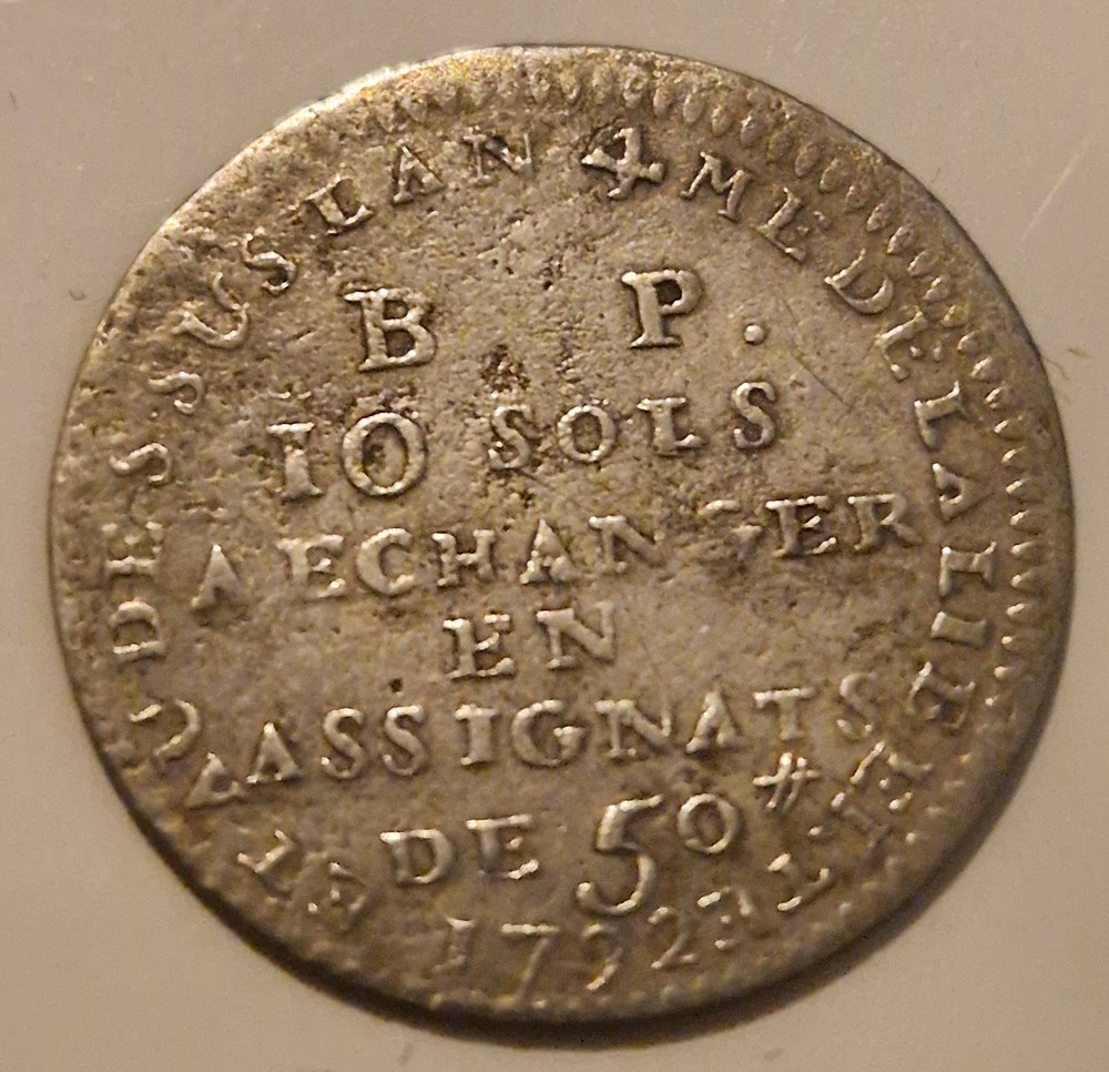 Monnaie de confiance de 10 sols - Lefèvre Lesage et Cie 1792 monnaies monnaie de confiance de 10 sols lefevre lesage et cie 1792