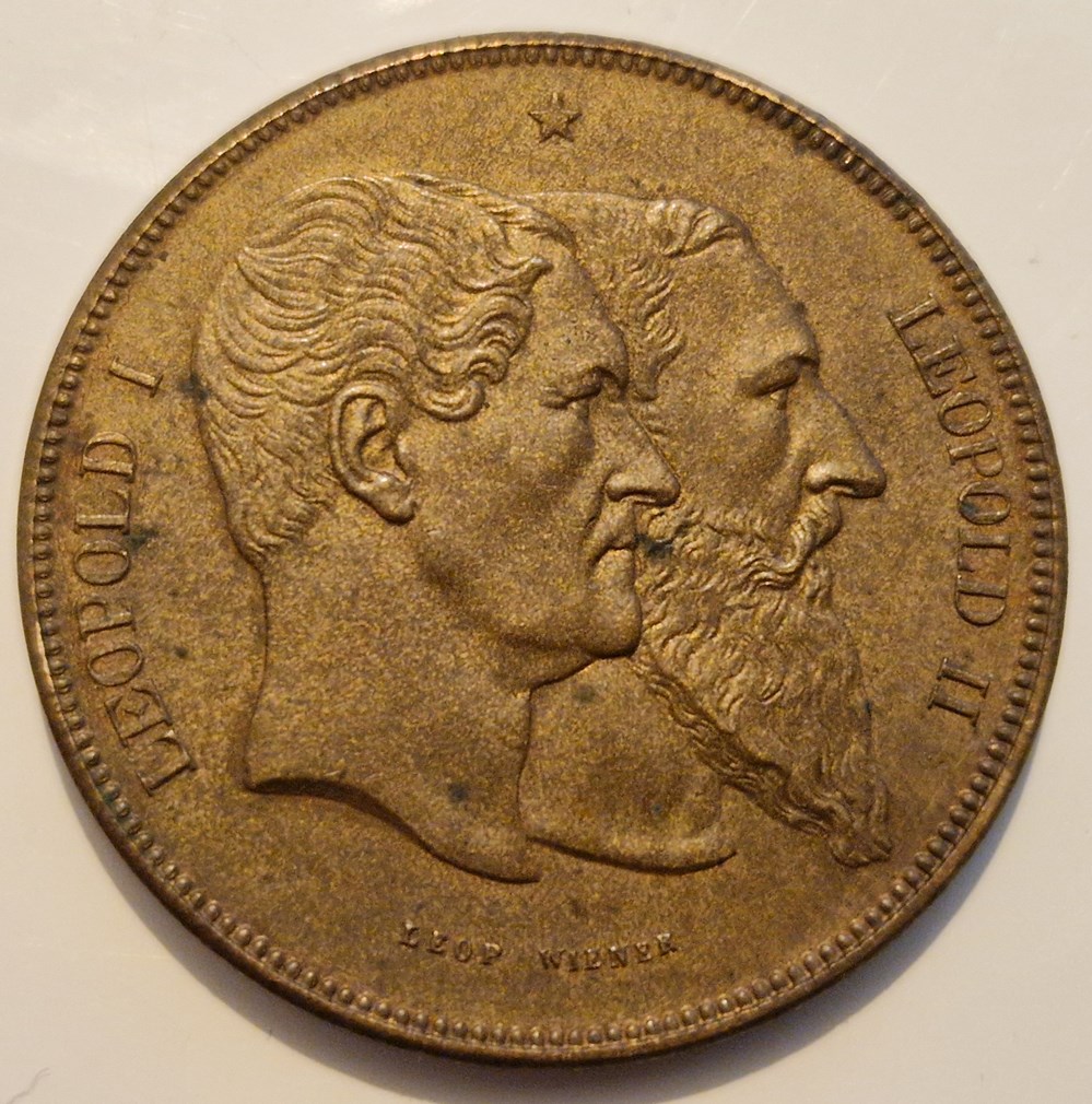 Belgique-jeton module 5 francs - Léopold II 50e anniversaire de la Belgique monnaies belgique jeton module 5 francs leopold ii 50e anniversaire de la belgique