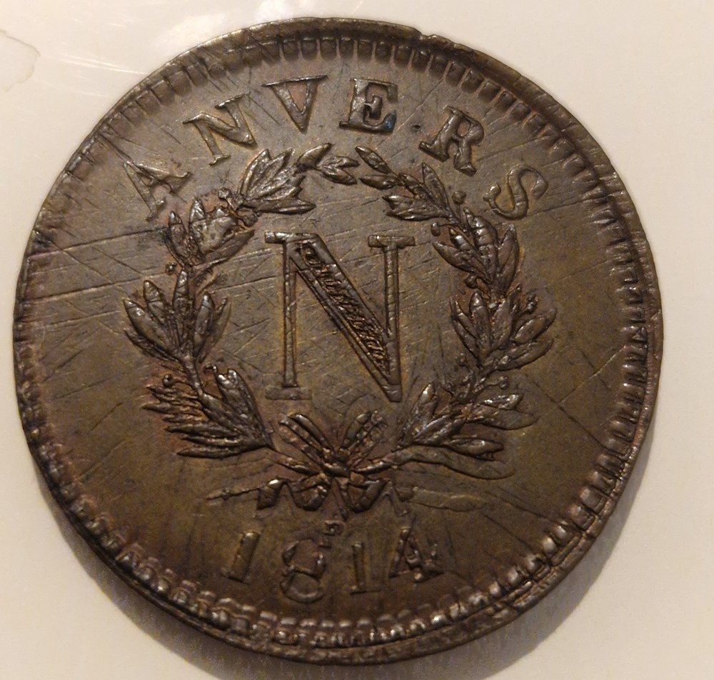 monnaies 5 centimes napoleon siege anvers 1814