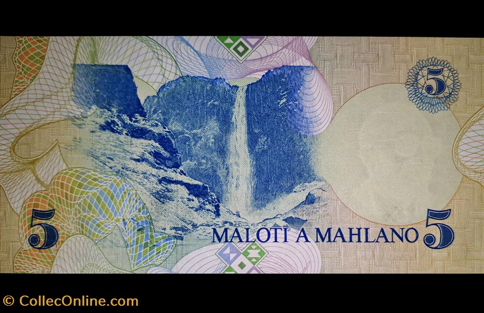 banknote africa lesotho p 10 a 5maloti 1989
