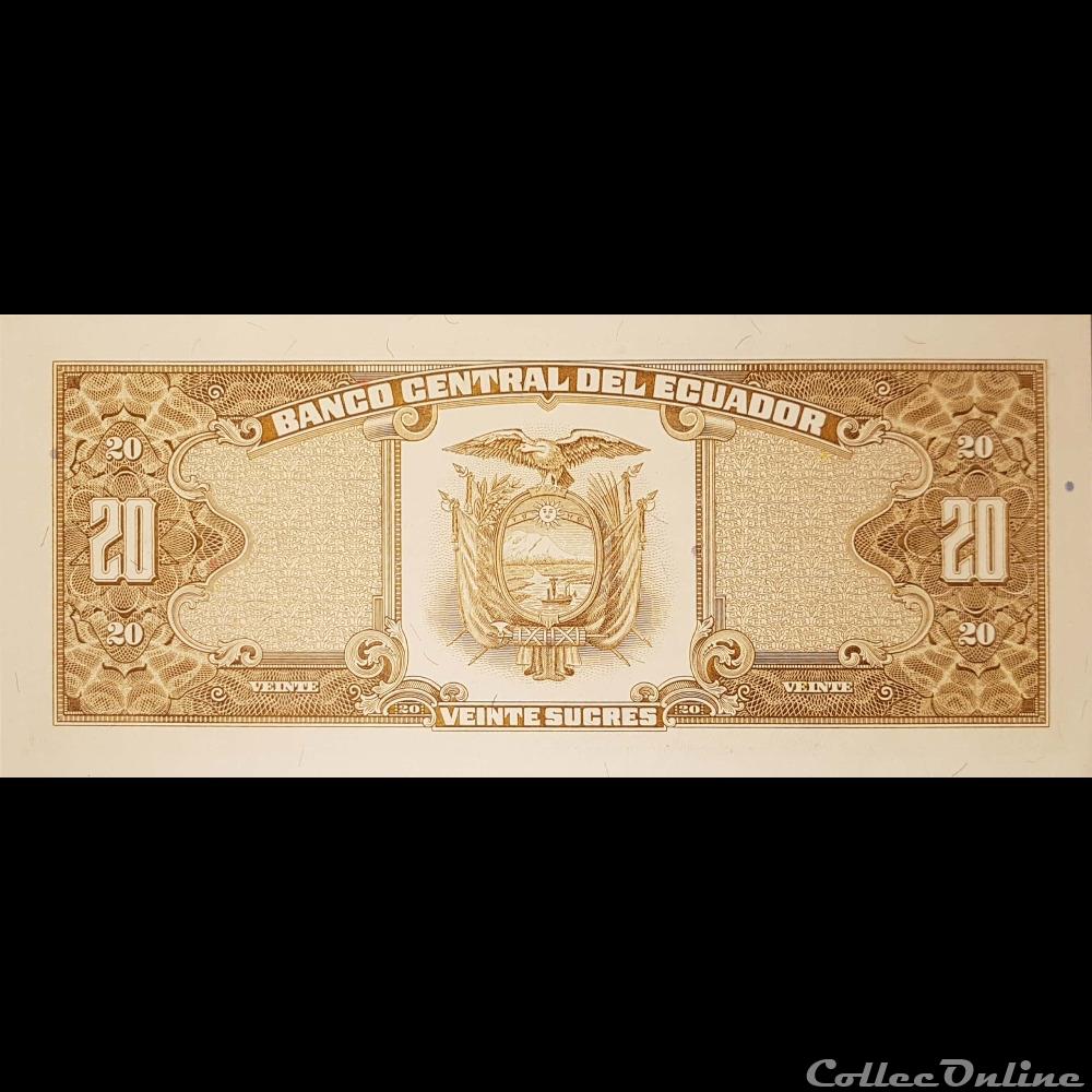 banknote south america ecuador equador p 121a a 20 sucres 1988
