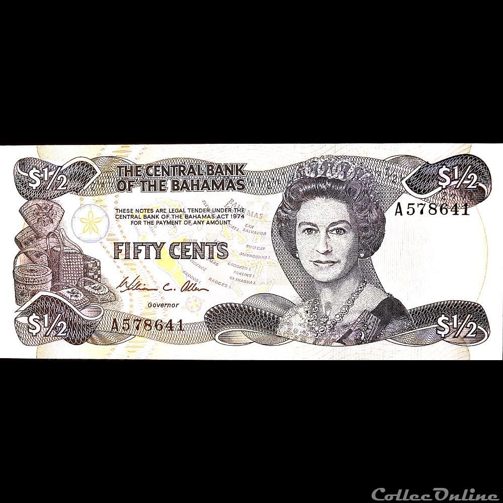 BAHAMAS / P-42.a / 50Cents / 1974 banknote north america bahamas p 42 a 50cents 1974