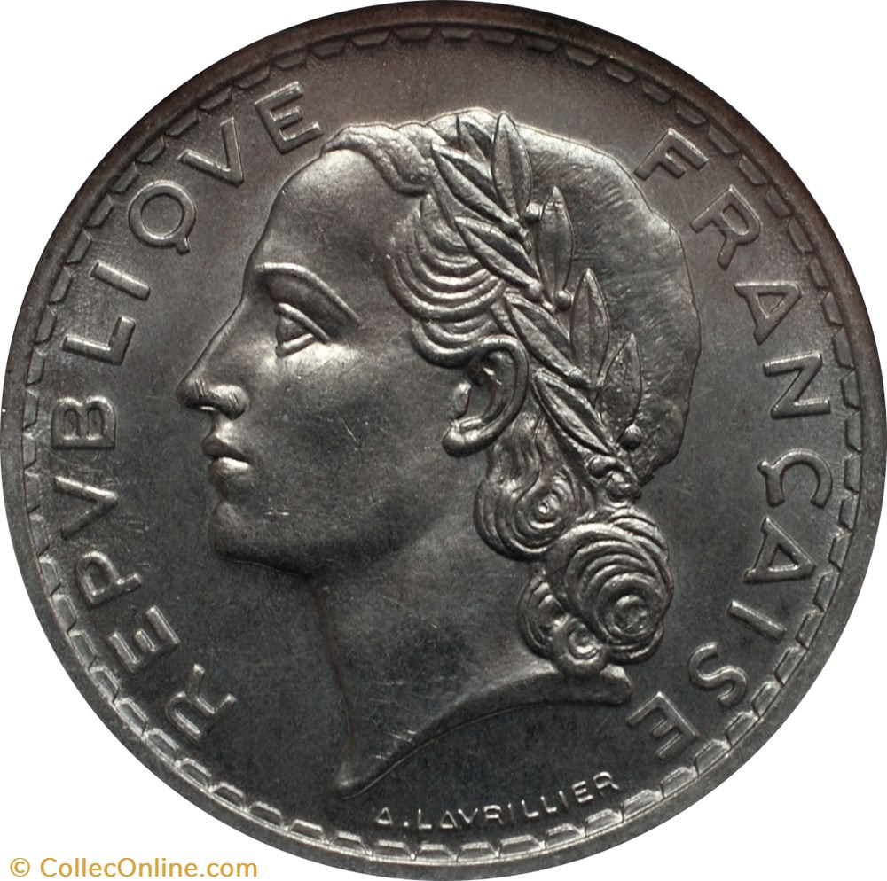 5 francs Lavrillier, Nickel monnaie france moderne 5 francs lavrillier nickel