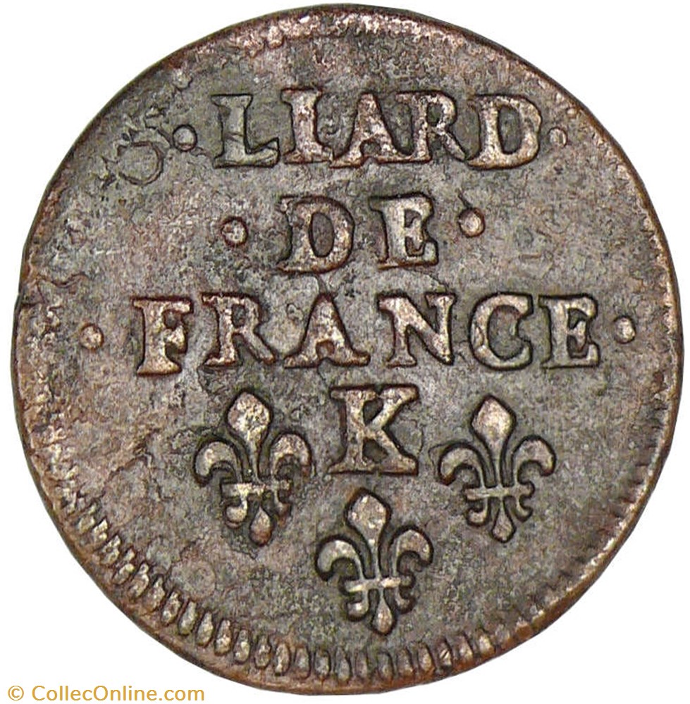 Louis XIV - Liard de France au buste juvénile monnaie royale louis xiv liard de france au buste juvenile
