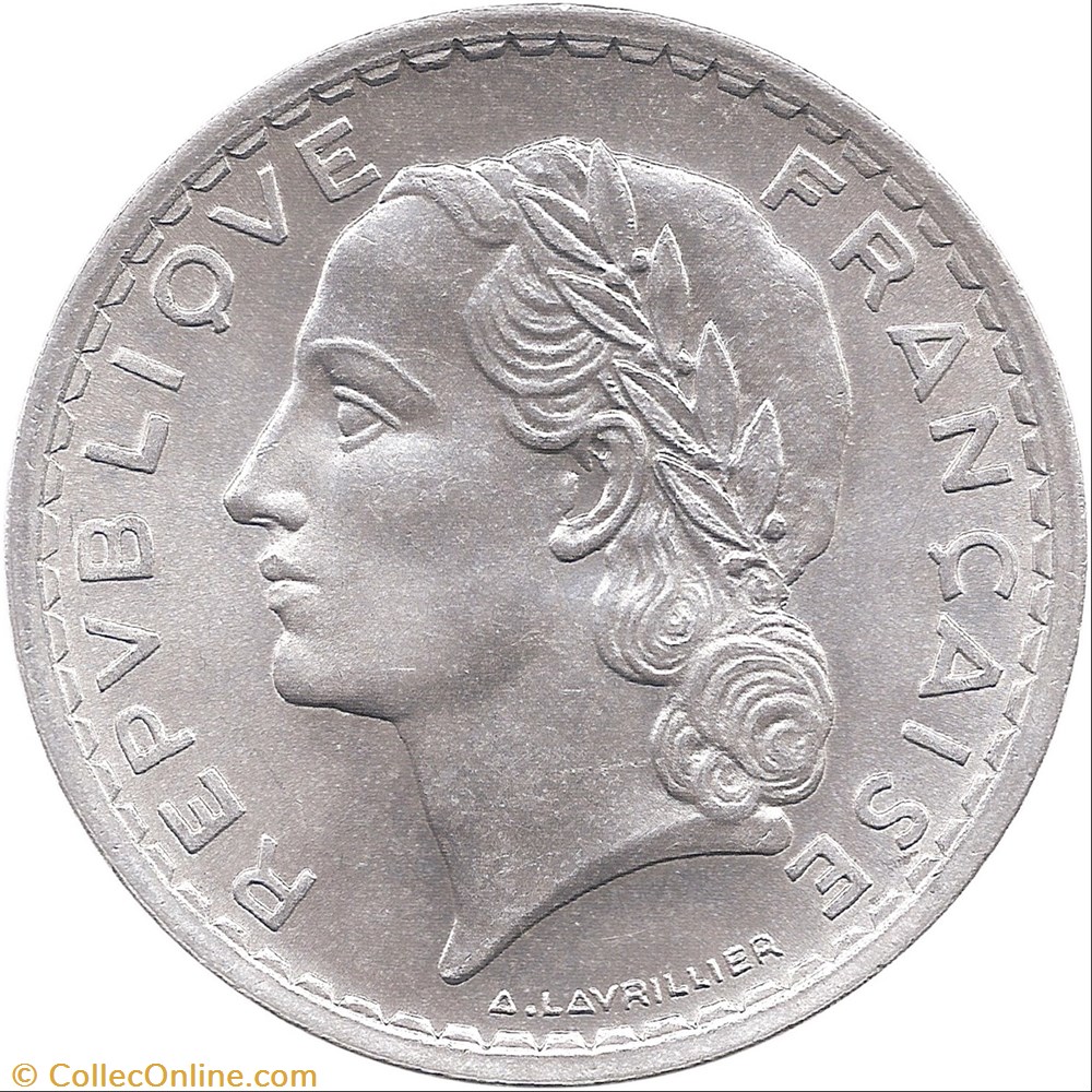 5 francs Lavrillier, Aluminium monnaie france moderne 5 francs lavrillier aluminium