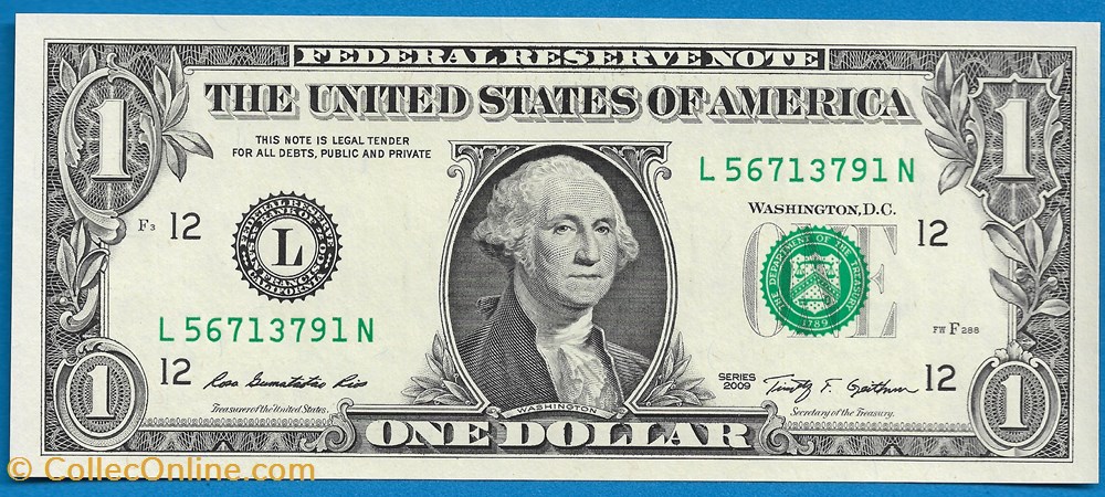 notas america norte estados unidos 1 dollar 2009