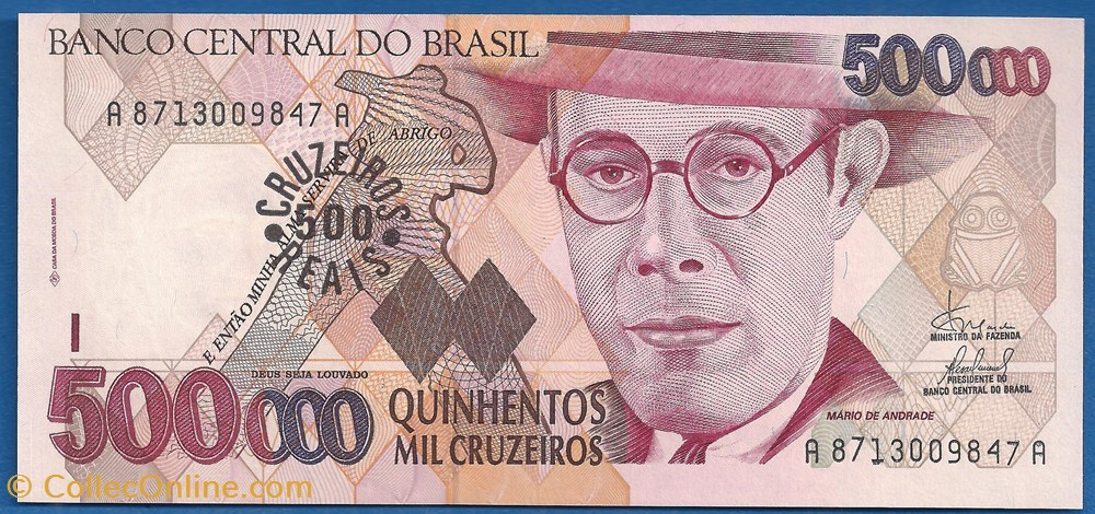 notas america do sul brasil 500 cruzeiros reais