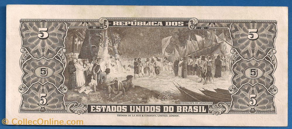notas america do sul brasil 5 cruzeiros 1953 1969