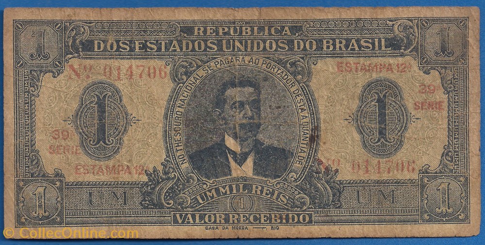 notas america do sul brasil 1 mil reis 1921