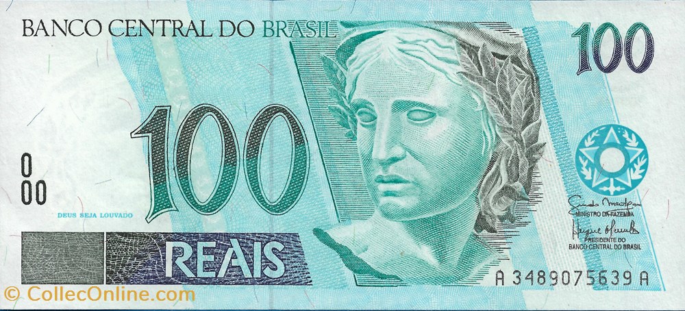 notas america do sul brasil 100 reais 1994