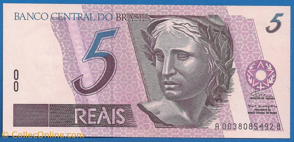5 Reais 1994 notas america do sul brasil 5 reais 1994