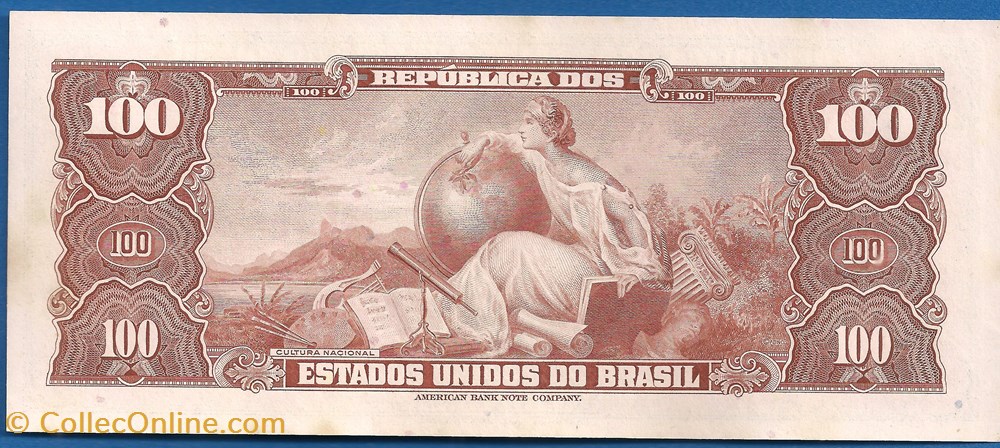 notas america do sul brasil 100 cruzeiros 1964