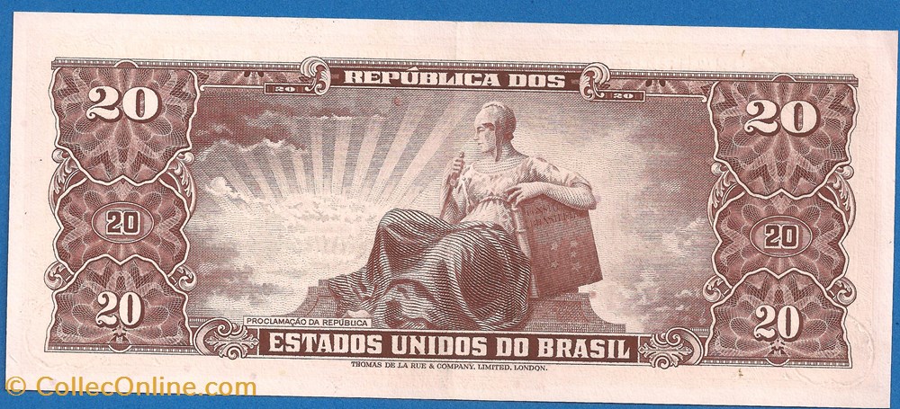 notas america do sul brasil 20 cruzeiros 1955