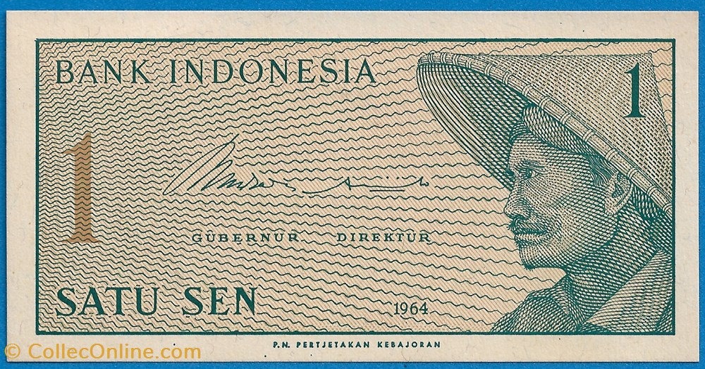 Indonésia 1 SEN 1964 notas indonesia 1 sen 1964