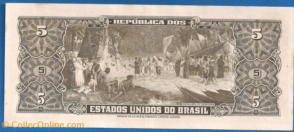 notas america do sul brasil 5 cruzeiros 1953