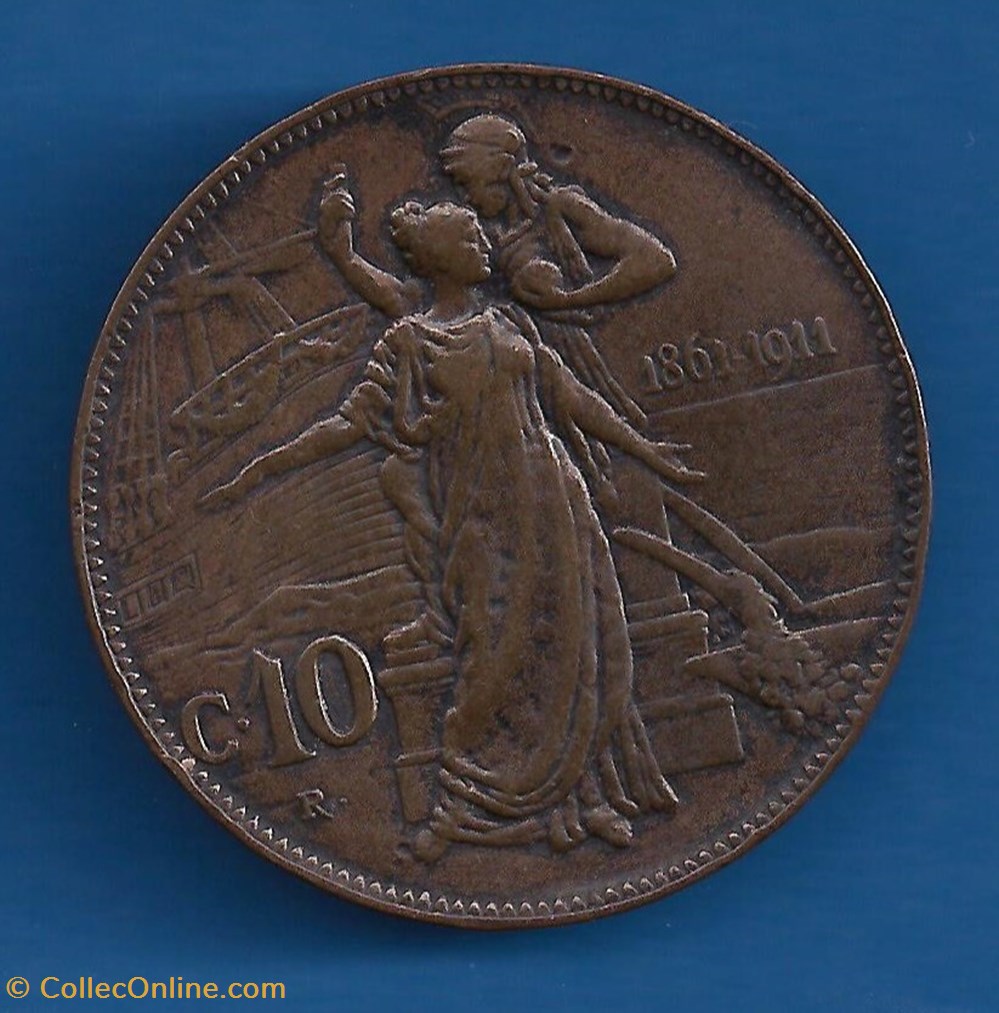 Italia 10 Centesimi (Cinquantenario) 1911 moedas mundo italia 10 centesimi cinquantenario 1911