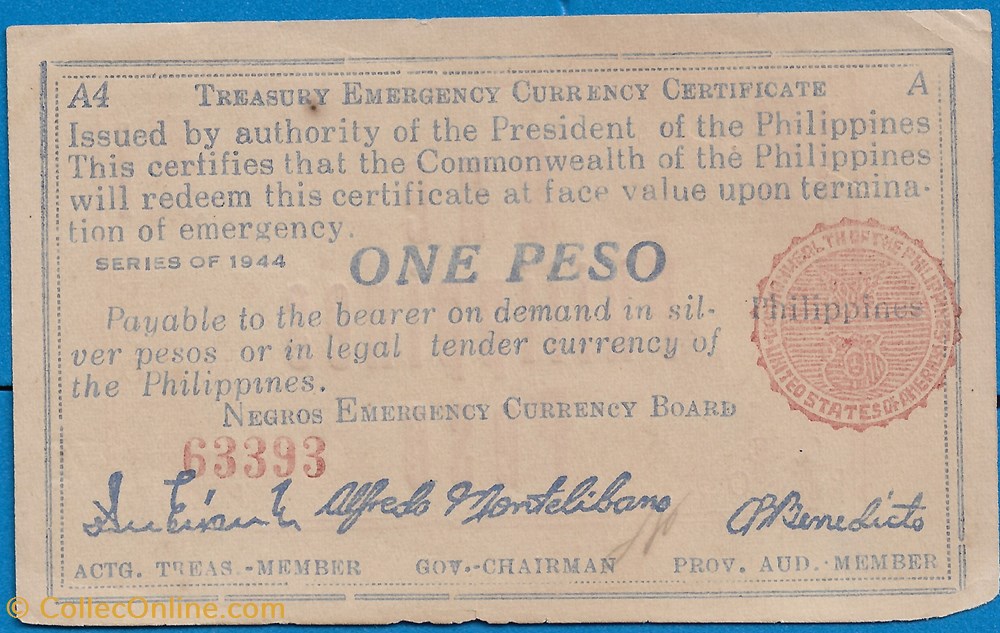 Filipinas 1 Peso 1944 notas asia filipinas 1 peso 1944