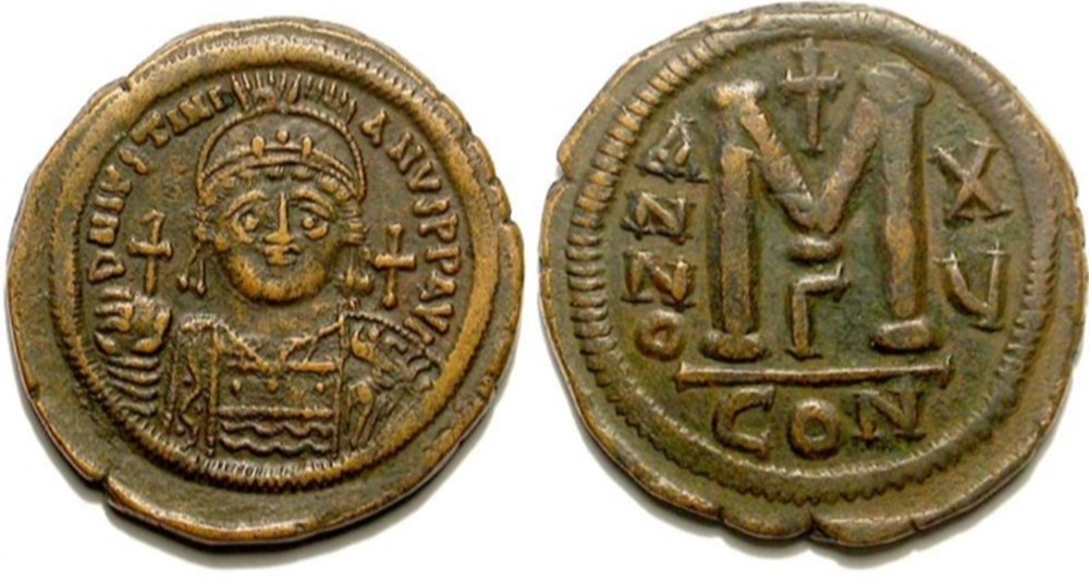 Justinian - Constantinopel - year 15 munzen antike bis justinian constantinopel year 15