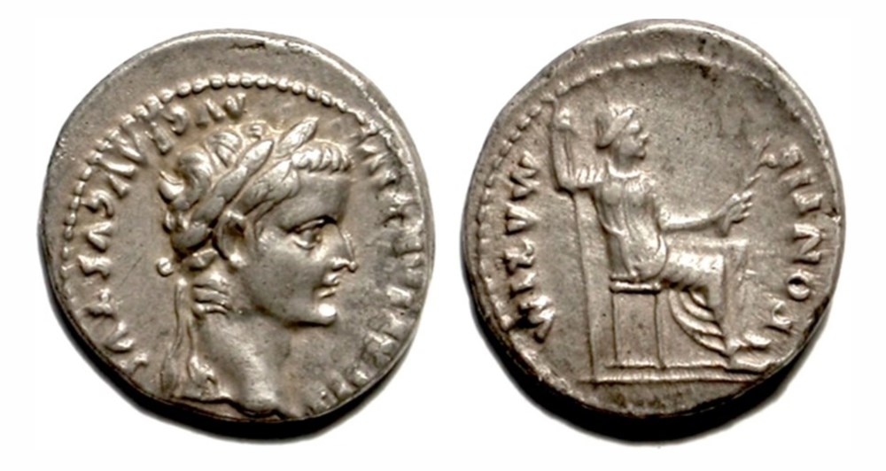 Tiberius - PONTIF MAXIM - Rome munzen antike bis romische imperial und republik tiberius pontif maxim rome