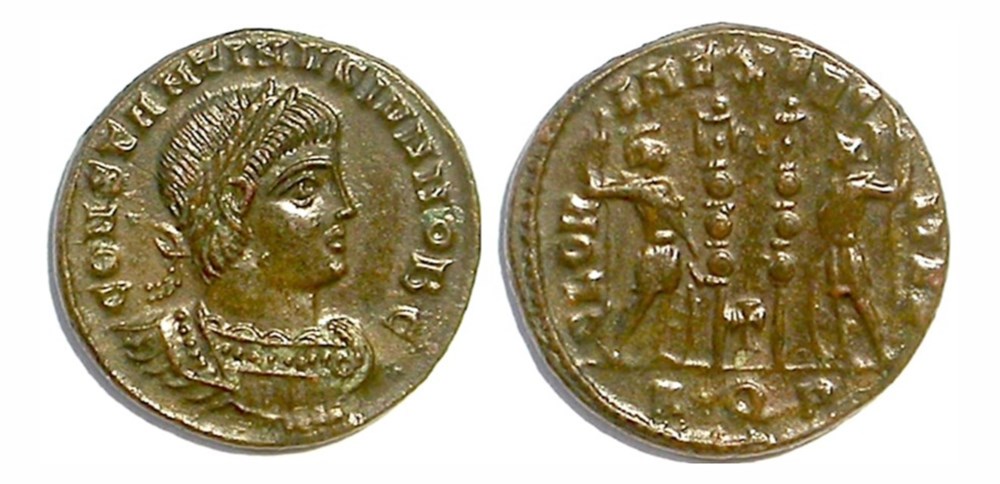 Constantine II - GLORIA EXERCITVS - Aquiliea munzen antike bis constantine ii gloria exercitvs aquiliea