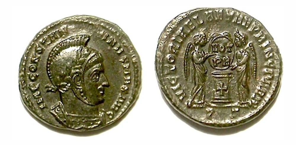 Constantine I - VICTORIAE LAETAE PRINC PERP - Ticinum munzen antike bis constantine i victoriae laetae princ perp ticinum