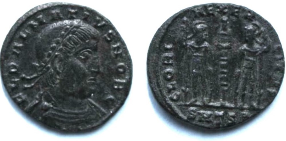 Delmatius - GLORIA EXERCITVS - Thessalonika munzen antike bis romische imperial und republik delmatius gloria exercitvs thessalonika