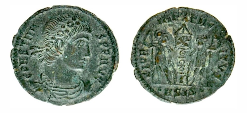 Constans - GLORIA EXERCITVS - Siscia munzen antike bis constans gloria exercitvs siscia