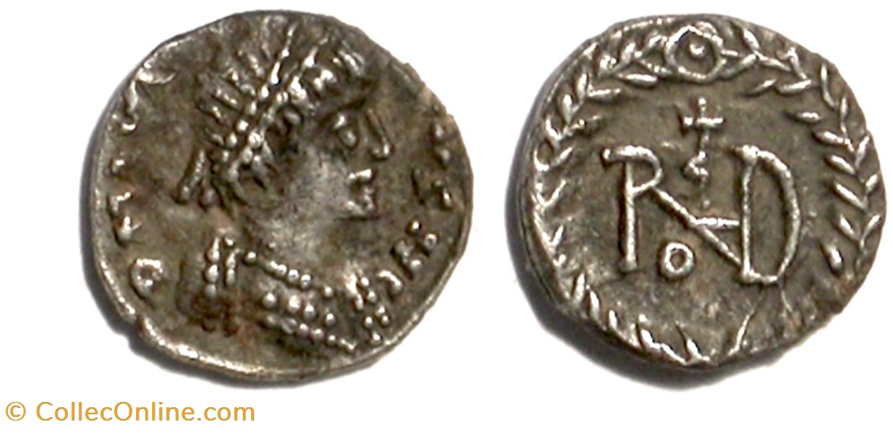 Theoderic - Quarter-Siliqua - Ravenna munzen barbarische konigreiche bis ostgotisches konigreich theoderic quarter siliqua ravenna