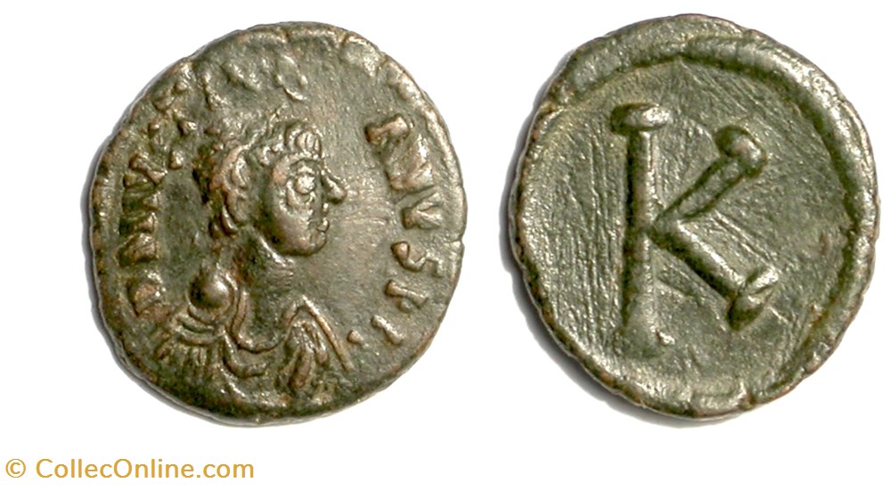 Justinian - Half-Follis - Salona munzen antike vor c bis nach justinian half follis salona
