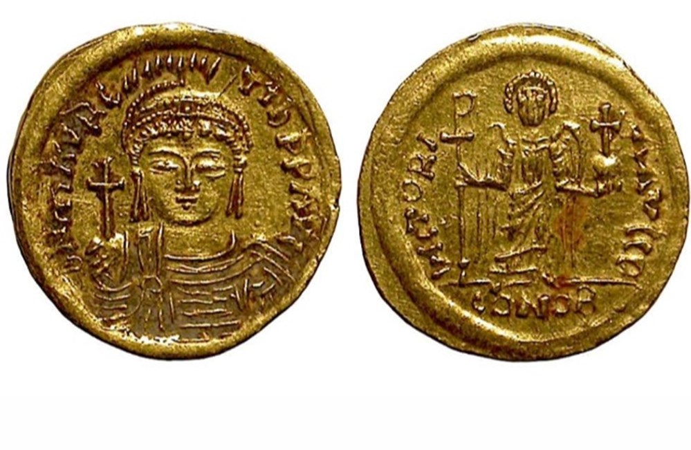 Mauricius Tiberius - Solidus munzen mauricius tiberius solidus