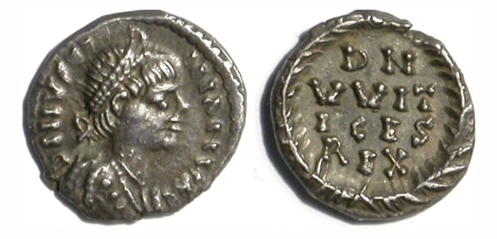 Witiges - Half- Siliqua- Ravenna munzen barbarische konigreiche bis ostgotisches konigreich witiges half siliqua ravenna