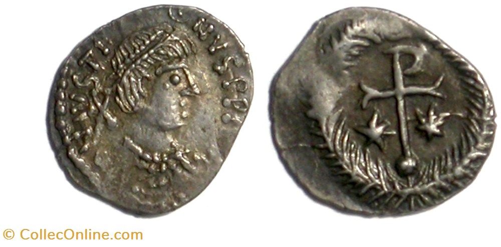 Justinian - Quarter-Siliqua - Ravenna munzen barbarische konigreiche bis ostgotisches konigreich justinian quarter siliqua ravenna