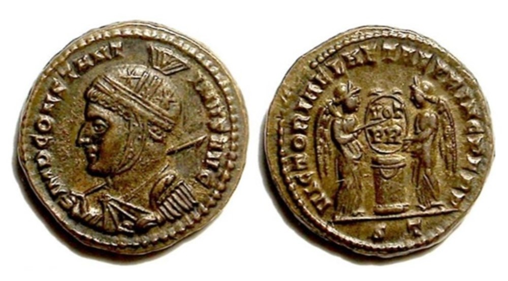 Ticinum - VICTORIAE LAETAE PRINC PERP munzen antike bis romische imperial und republik ticinum victoriae laetae princ perp