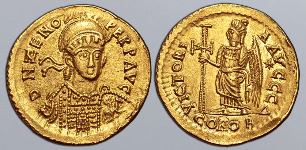Pseudo-Imperial, uncertain AV Solidus munzen barbarische konigreiche bis pseudo imperial uncertain av solidus
