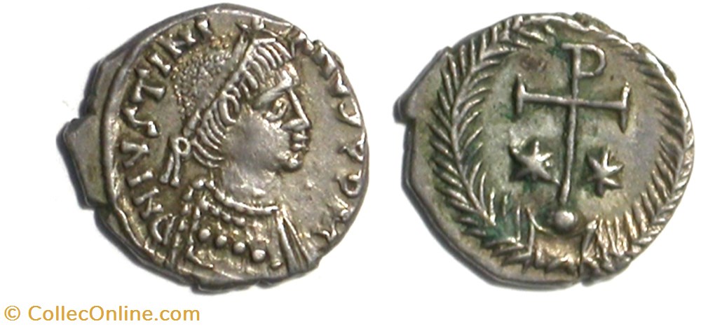 Justinian - Half-Siliqua - Ravenna munzen justinian half siliqua ravenna