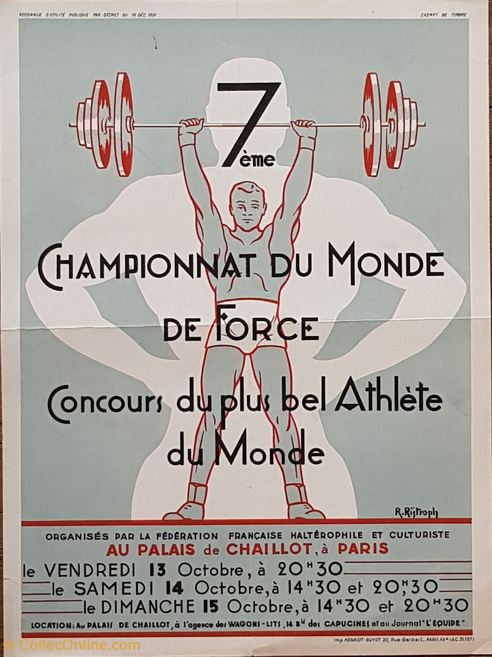 1950 - Championnats du Monde d'haltérophilie - Paris sports force 1950 championnats du monde halterophilie paris