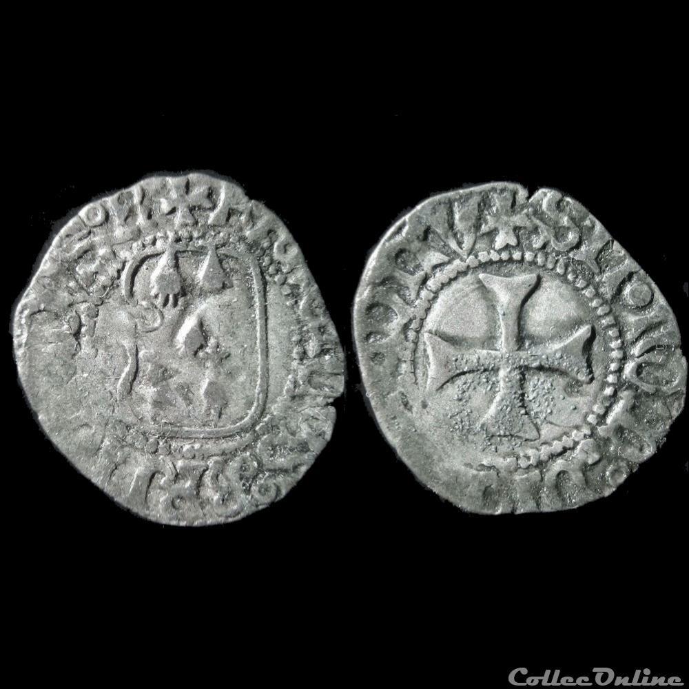 DEMI-BLANC A LA TARGE FRANCOIS II DE BRETAGNE RENNES monnaie france feodale demi blanc a la targe francois ii de bretagne rennes