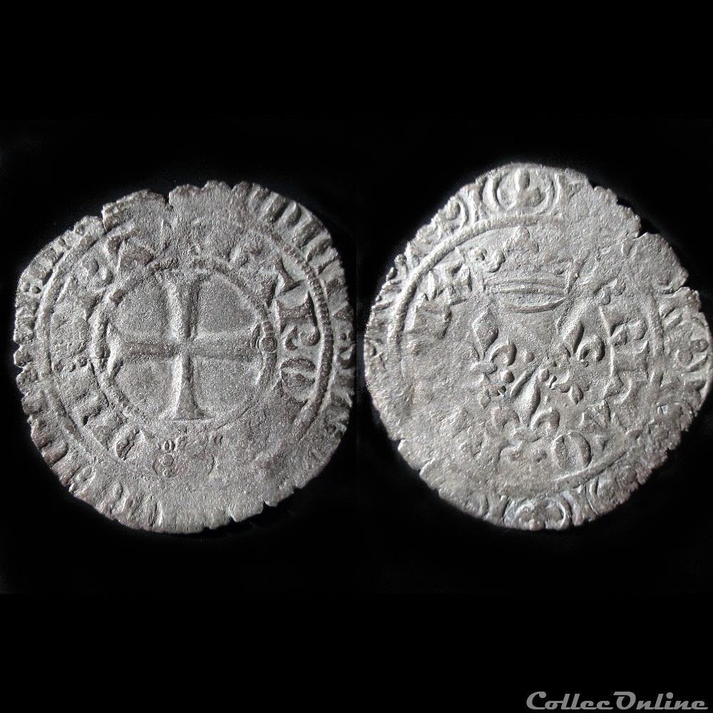GROS BLANC AUX 3 LIS CHARLES DE BLOIS JUILLET 1359 monnaie france feodale gros blanc aux 3 lis charles de blois juillet 1359