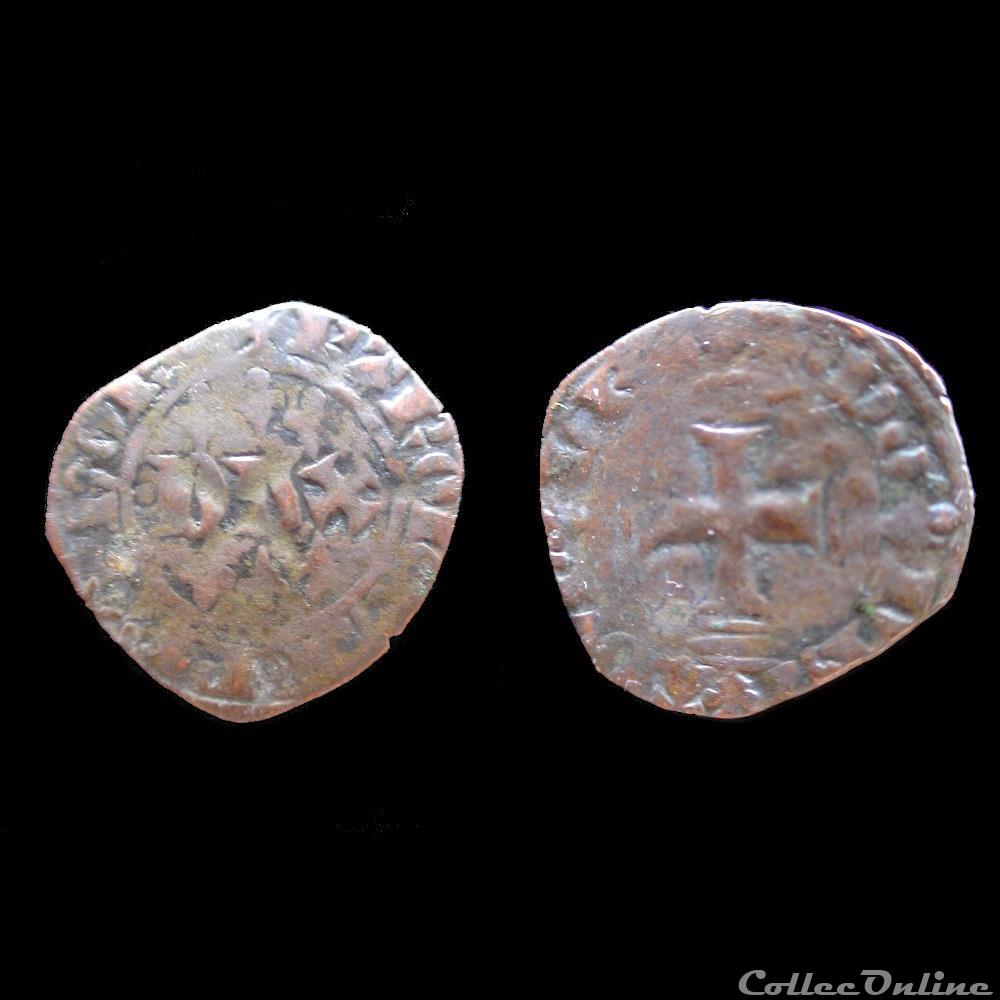 monnaies europe medievale france feodales double tournois charles de blois 1355