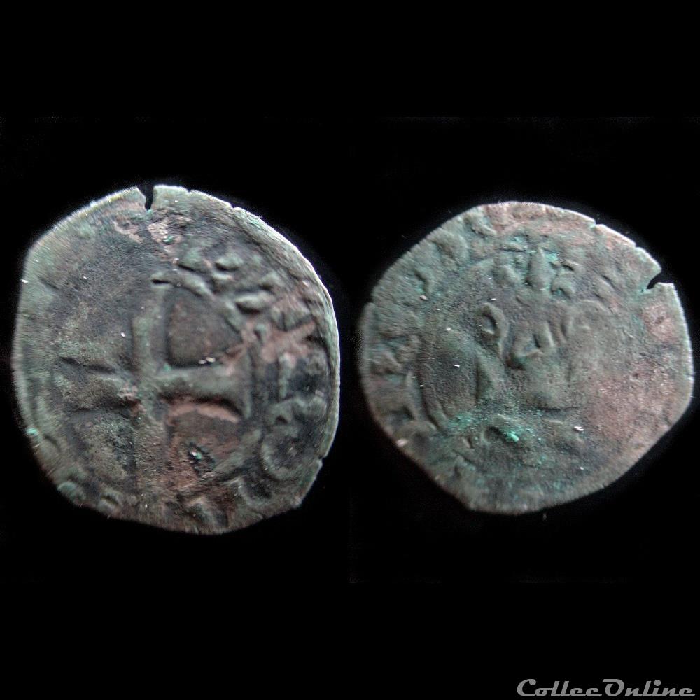 DENIER CHARLES DE BLOIS 1355 - 1356 monnaie france feodale denier charles de blois 1355 1356
