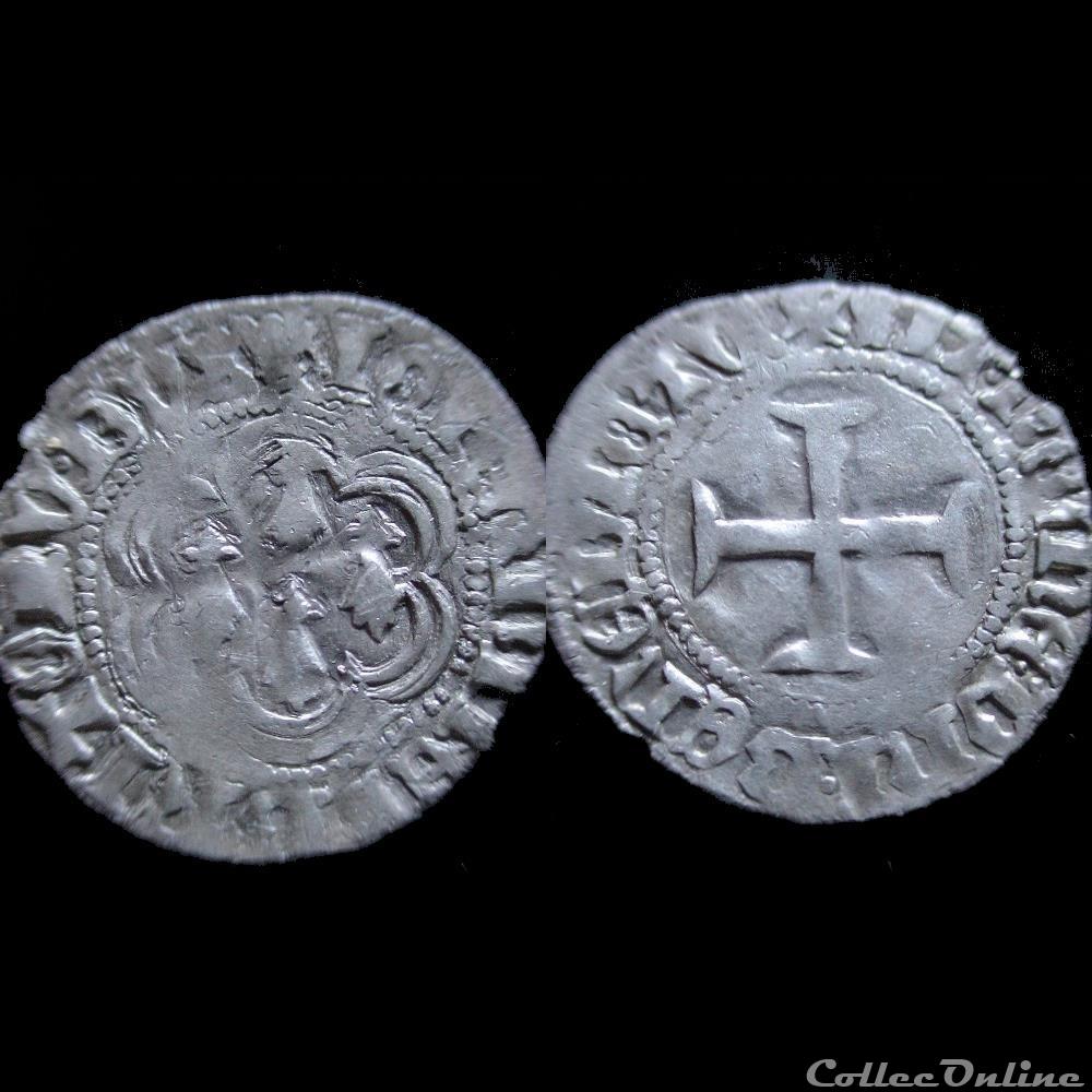 BLANC A L'HEXALOBE JEAN V 1421-1442 VANNES monnaie france feodale blanc a hexalobe jean v 1421 1442 vannes