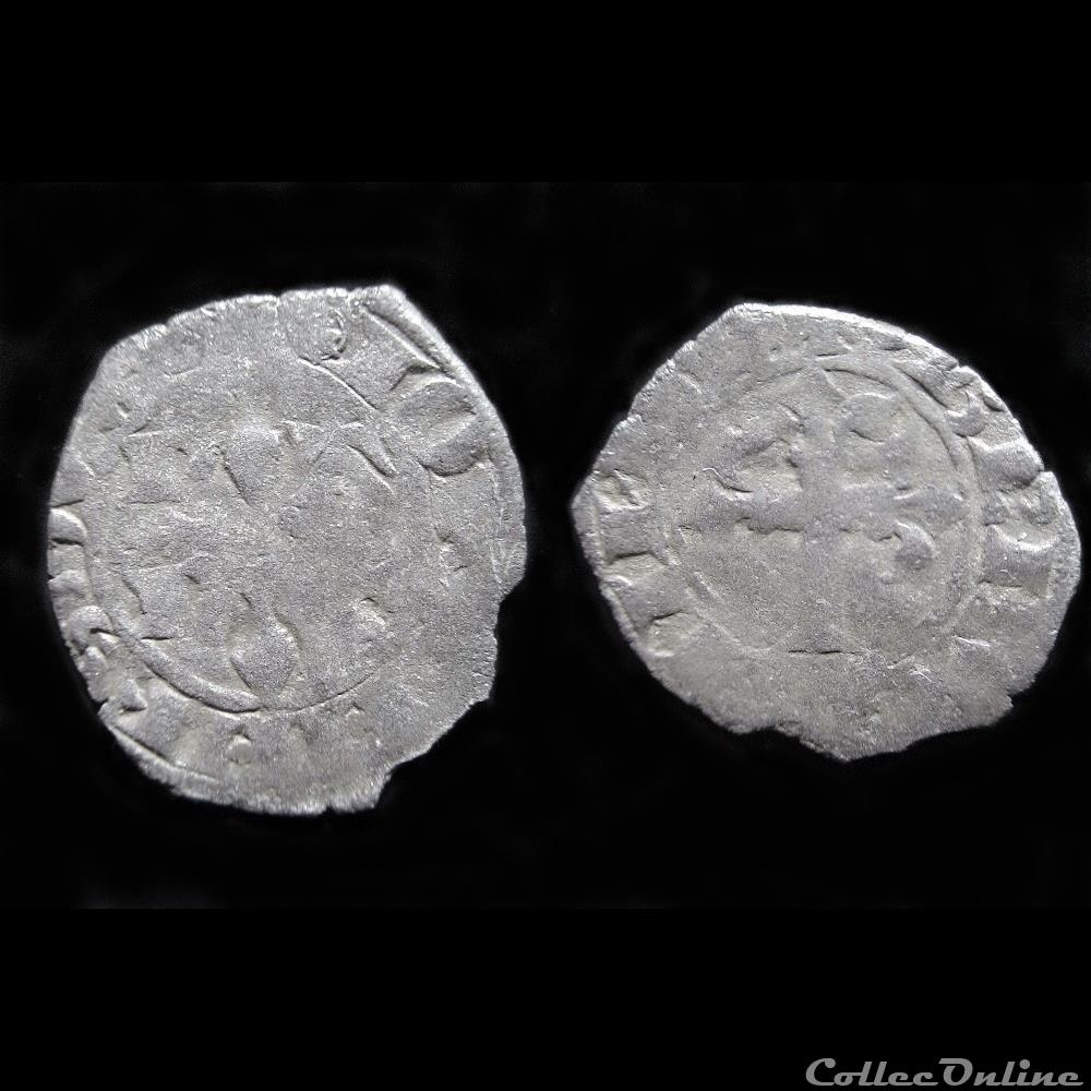 DOUBLE TOURNOIS JEAN LE CAPTIF 1340 NANTES VARIANTE monnaie france feodale double tournois jean le captif 1340 nantes variante