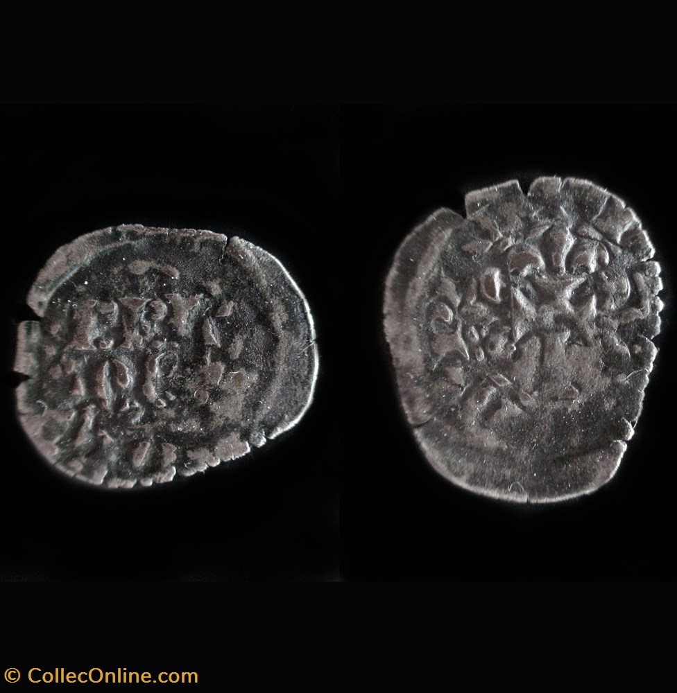 DOUBLE DENIER CHARLES DE BLOIS 1350 monnaies europe medievale france feodales double denier charles de blois 1350