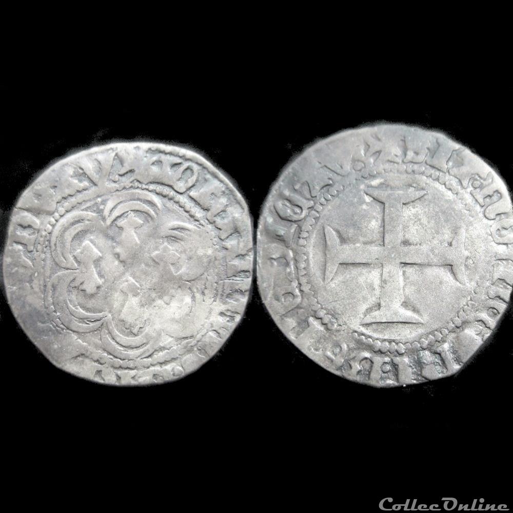 BLANC A L'HEXALOBE JEAN V 1421-1442 VANNES monnaie france feodale blanc a hexalobe jean v 1421 1442 vannes