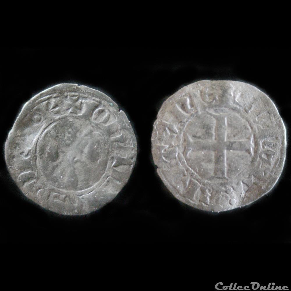 monnaie france feodale double denier jean iv de bretagne 1365 1399 rennes