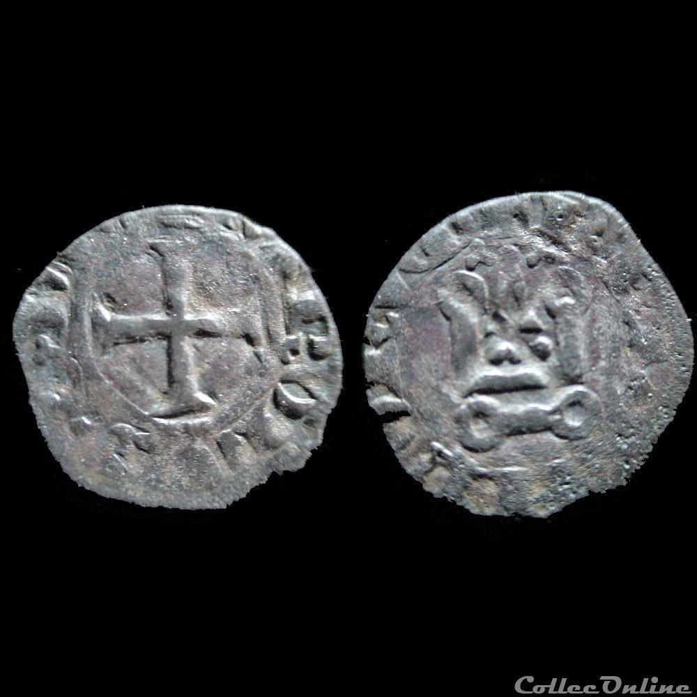 DENIER CHARLES DE BLOIS 1354-1355 RENNES 4 monnaie france feodale denier charles de blois 1354 1355 rennes