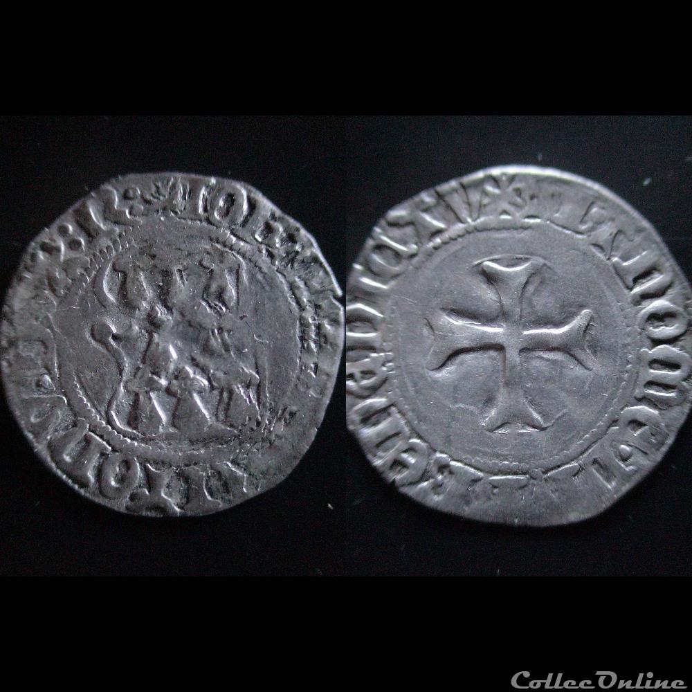 BLANC A LA TARGE JEAN V DE BRETAGNE 1399-1442 RENNES monnaie france feodale blanc a la targe jean v de bretagne 1399 1442 rennes