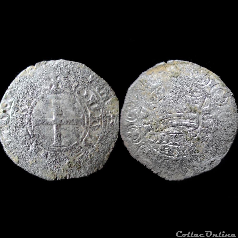GROS BLANC A LA COURONNE CHARLES DE BLOIS 1356 monnaie france feodale gros blanc a la couronne charles de blois 1356