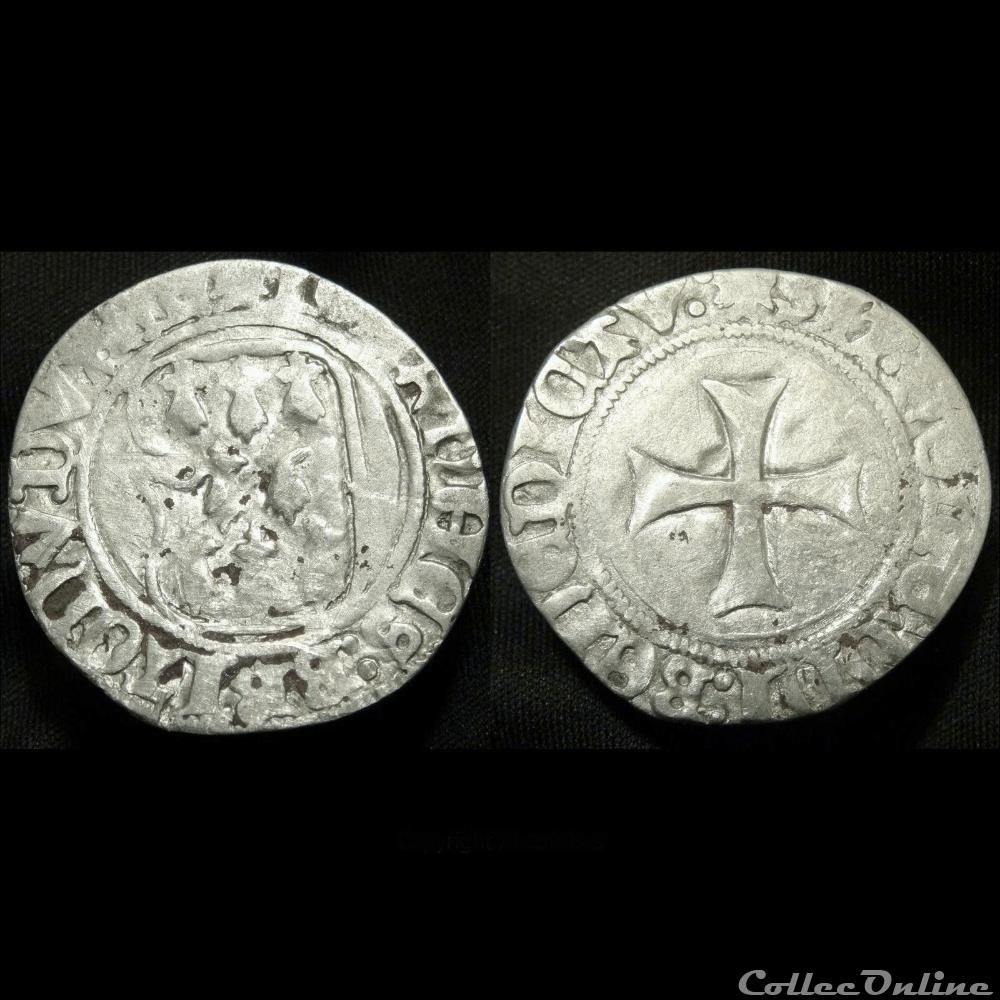 BLANC A LA TARGE JEAN V 1399 1442 MORLAIX monnaie france feodale blanc a la targe jean v 1399 1442 morlaix