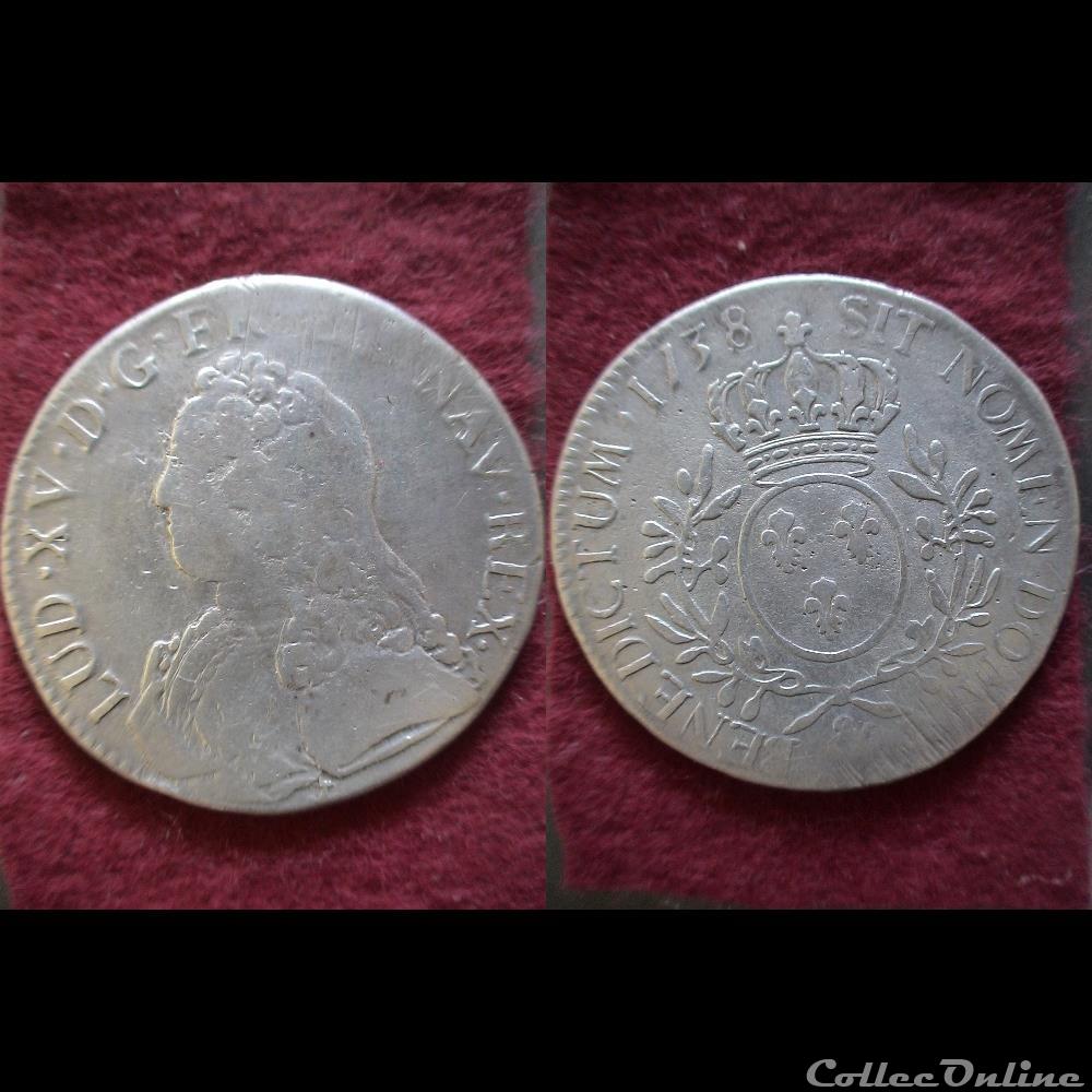 ECUS LOUIS XV 1738 AIX EN PROVENCE monnaie france royale ecus louis xv 1738 aix en provence